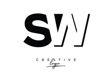 SW Creative Minimalist Negative Space Latter Logo with Modern Monogram for Branding and Business Lettermark Logo with Initial Letters Logo Design for Branding.