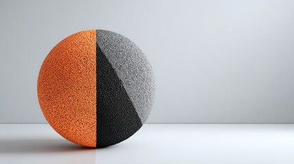 Geometric sphere with orange and gray sections