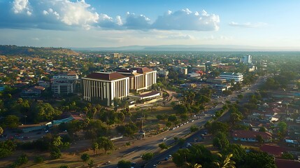 Naklejka premium Stunning dodoma downtown architecture with urban skyline high resolution picture