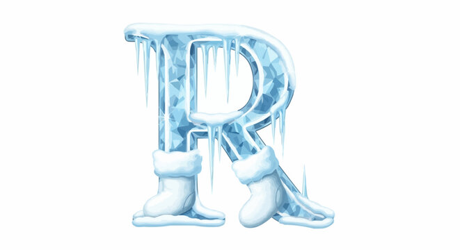 icy letter r with boots and icicles clip art preview