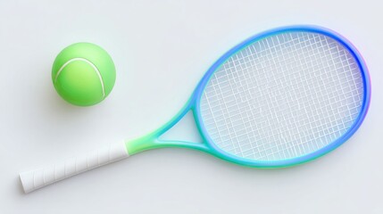 Tennis racket and ball, vibrant colors