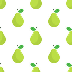 Pear seamless pattern. Fruit background. Beautiful vector print.