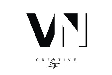 VN Creative Minimalist Negative Space Latter Logo with Modern Monogram for Branding and Business Lettermark Logo with Initial Letters Logo Design for Branding.