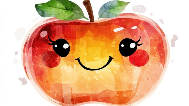 Happy watercolor apple illustration