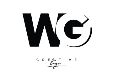 WG Creative Minimalist Negative Space Latter Logo with Modern Monogram for Branding and Business Lettermark Logo with Initial Letters Logo Design for Branding.