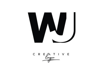 WJ  Creative Minimalist Negative Space Latter Logo with Modern Monogram for Branding and Business Lettermark Logo with Initial Letters Logo Design for Branding.