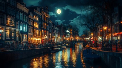 Fototapeta premium Stunning modern city architecture with vibrant nightlife and dining scene image