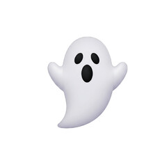 Cartoon ghost icon with surprised expression for Halloween concept  