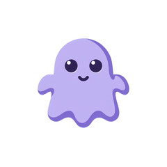 Fototapeta premium Cute purple ghost character with friendly expression for halloween 