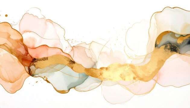Abstract fluid art swirls in muted colors