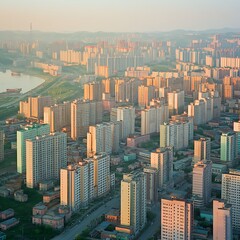 Fototapeta premium Stunning pyongyang skyline urban cityscape architecture high resolution picture