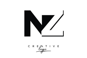 NZ Creative Minimalist Negative Space Latter Logo with Modern Monogram for Branding and Business Lettermark Logo with Initial Letters Logo Design for Branding.