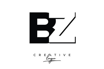 BZ Creative Minimalist Negative Space Latter Logo with Modern Monogram for Branding and Business Lettermark Logo with Initial Letters Logo Design for Branding.
