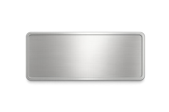 Brushed metal plate on transparent background