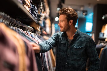 Fototapeta premium Attractive young man browsing in a store
