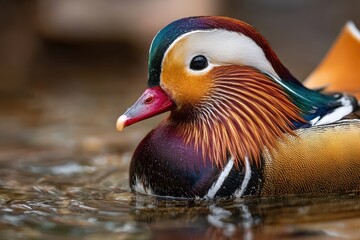Close up of a Mandarin Duck in the water