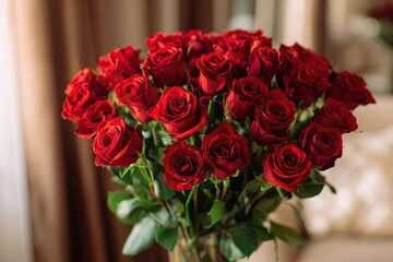 Obraz premium Close up of a bouquet featuring red roses for Valentine s Day