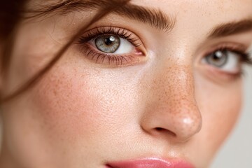 Obraz premium Close up of a gorgeous woman s face against a white background