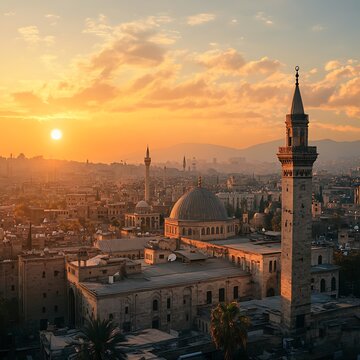 Syria damascus capital vibrant skyline high resolution picture