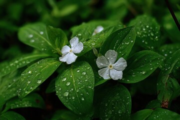 Colorful blooms and verdant foliage post rain