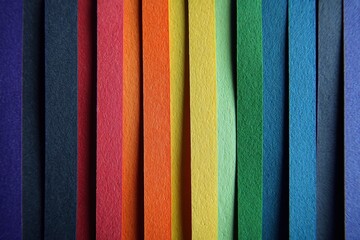 Colorful paper strip on varied background