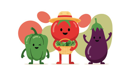 Cheerful Vegetables Present Themselves in a Delightful And Fresh Cartoon Illustration
