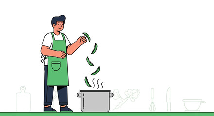 Chef Preparing Fresh Vegetables in Kitchen, Preparing a Delicious Meal, Cooking Concept