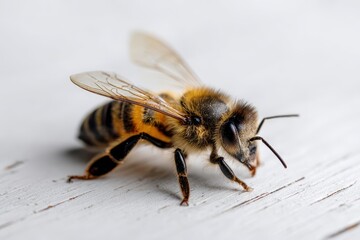 Deceased honeybee on light surface