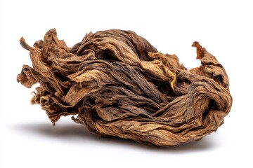 Dried tobacco for smoking on a white backdrop