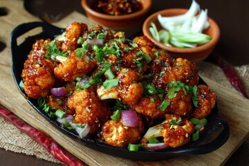 Dry Gobi Manchurian A favored Indian street snack made from cauliflower