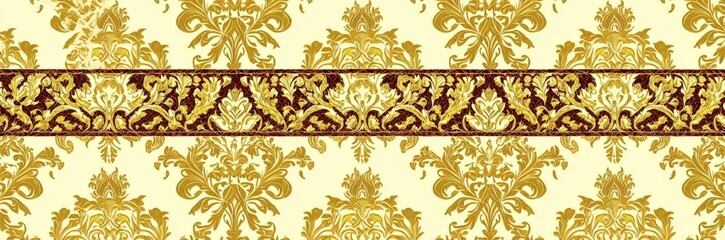 Luxurious damask textile pattern with intricate details.