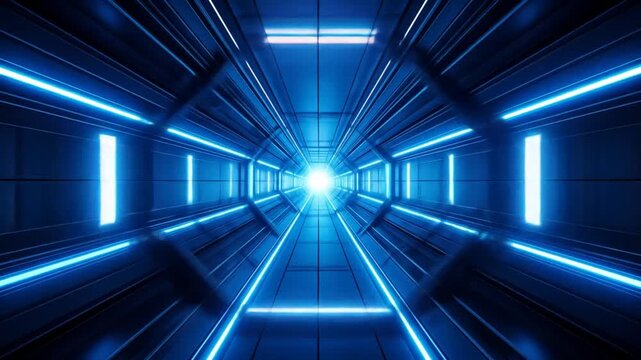 Futuristic Neon Tunnel:  Dynamic Light Corridor
