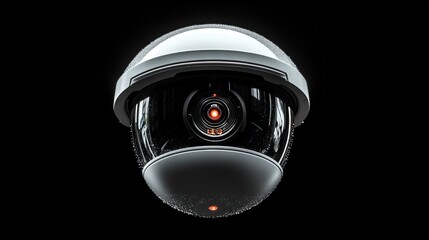 White security camera, round dome