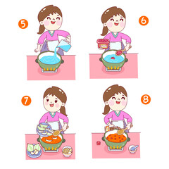 Spicy Tteokbokki Rice Cake Vector.