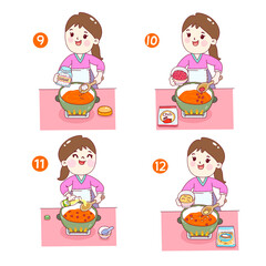 Spicy Tteokbokki Rice Cake Vector.