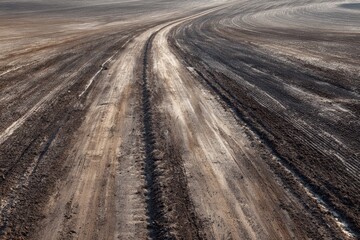 Fototapeta premium Fertilized plowed field with tire marks Lower Saxony Germany