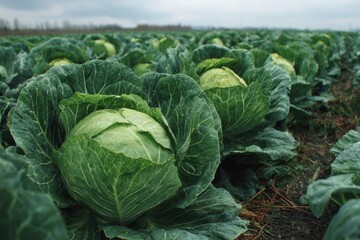 Field of green cabbage