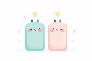 Adorable pastel-colored suitcases with cute faces, ready for an exciting adventure! Perfect for travel or vacation themes.
