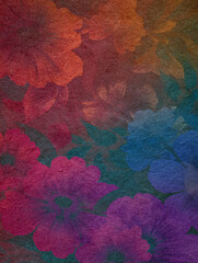 Vibrant Floral Tapestry with Vintage Texture