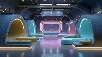 Futuristic interior design spaces