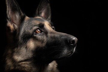 German shepherd image against black backdrop
