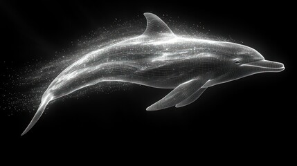Abstract dolphin in motion, light trails