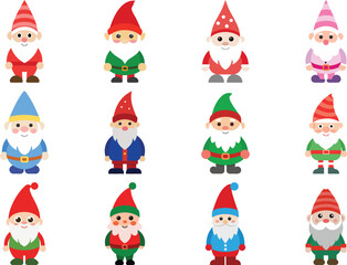 Fototapeta premium Collection of Christmas Gnomes Illustration on transparent background