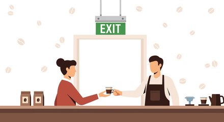 Coffee Shop Experience: A Customer Receives Their Freshly Brewed Beverage