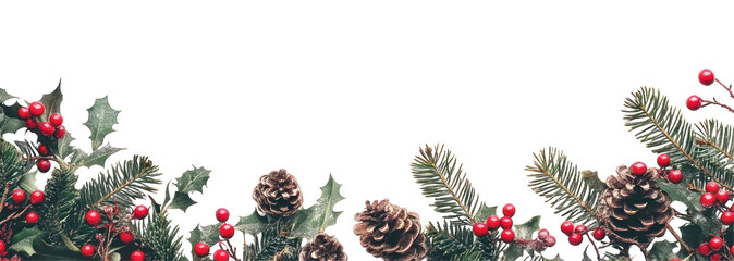 PNG Christmas theme border white pine arrangement.