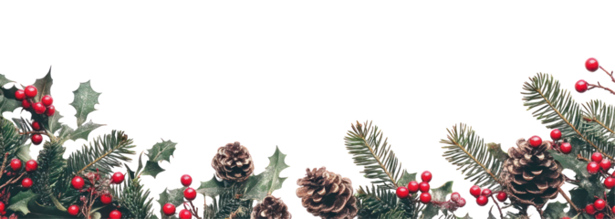 PNG Christmas theme border white pine arrangement.