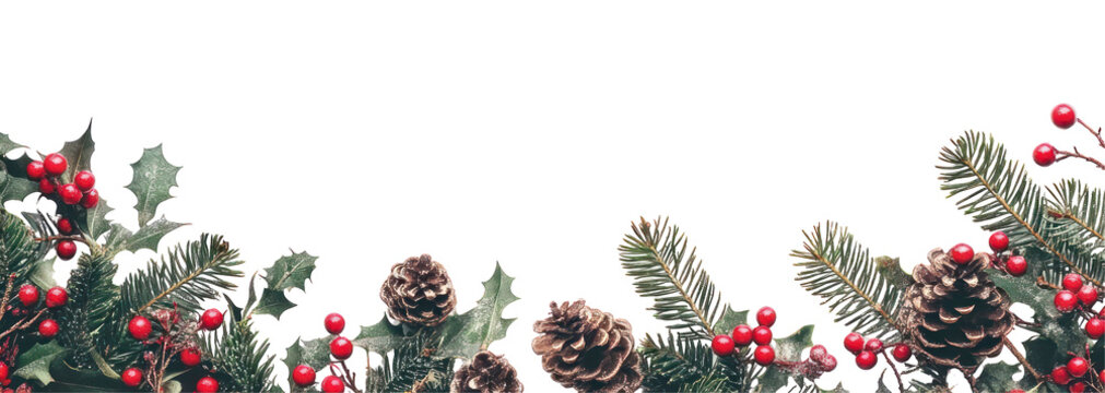PNG Christmas theme border white pine arrangement.