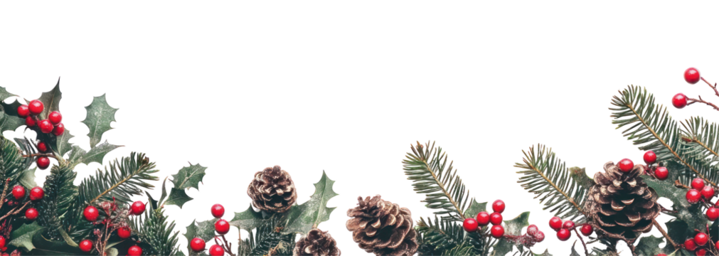 PNG Christmas theme border white pine arrangement.