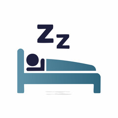 Sleeping icon in minimalist vector style. Human silhouette on bed symbol for rest, relaxation, health, and lifestyle design.
