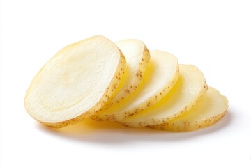 Raw potato slice on a light backdrop